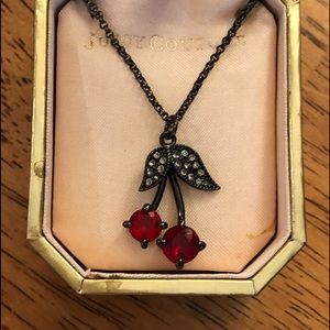 RARE Juicy Couture Cherry Necklace w Black Chain
